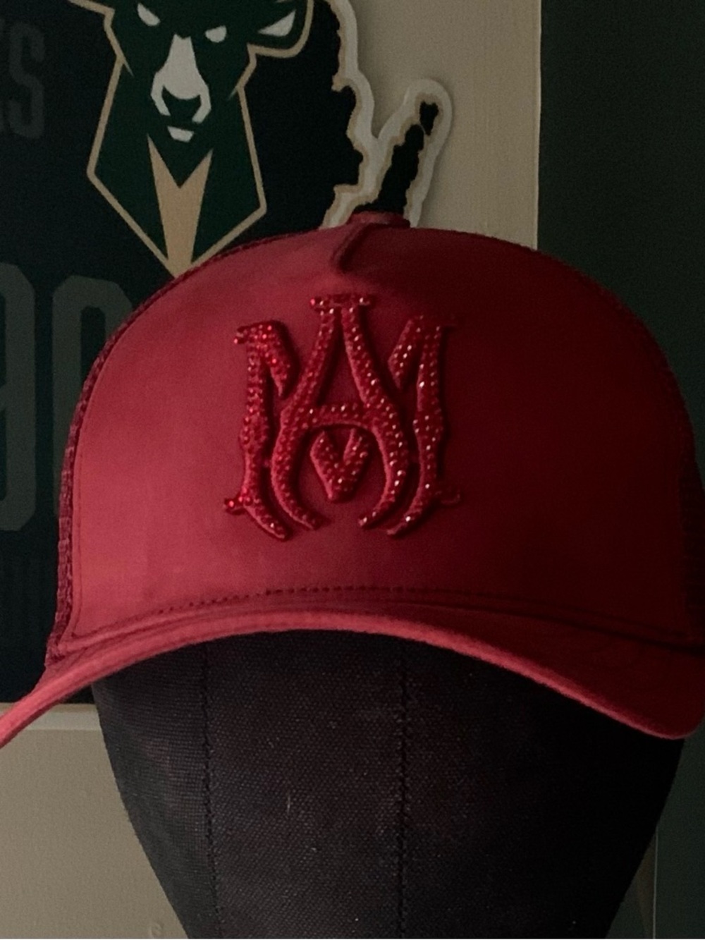 AMIRI Red Burgundy Mesh-Back Logo Cap